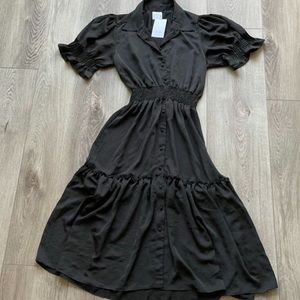 MISA LOS ANGELES UMA BLACK MIDI DRESS MEDIUM NEW